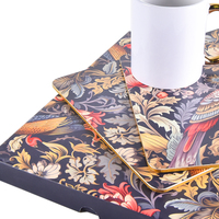 Sous-verres et sets de table carrés vierges vintage en MDF, série Flourishing, imprimés par sublimation avec logo personnalisé, motif floral, écologiques