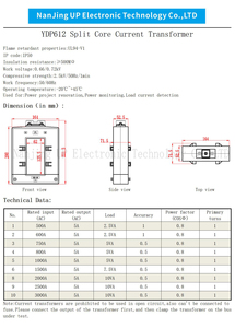 Transformador de Corriente de Núcleo Dividido NJXSE YDP58 250/5A 300/5A 400/5A 500/5A, Transformador de Corriente 250A 300A 400A 500A CT de Núcleo Dividido - Product Image 3