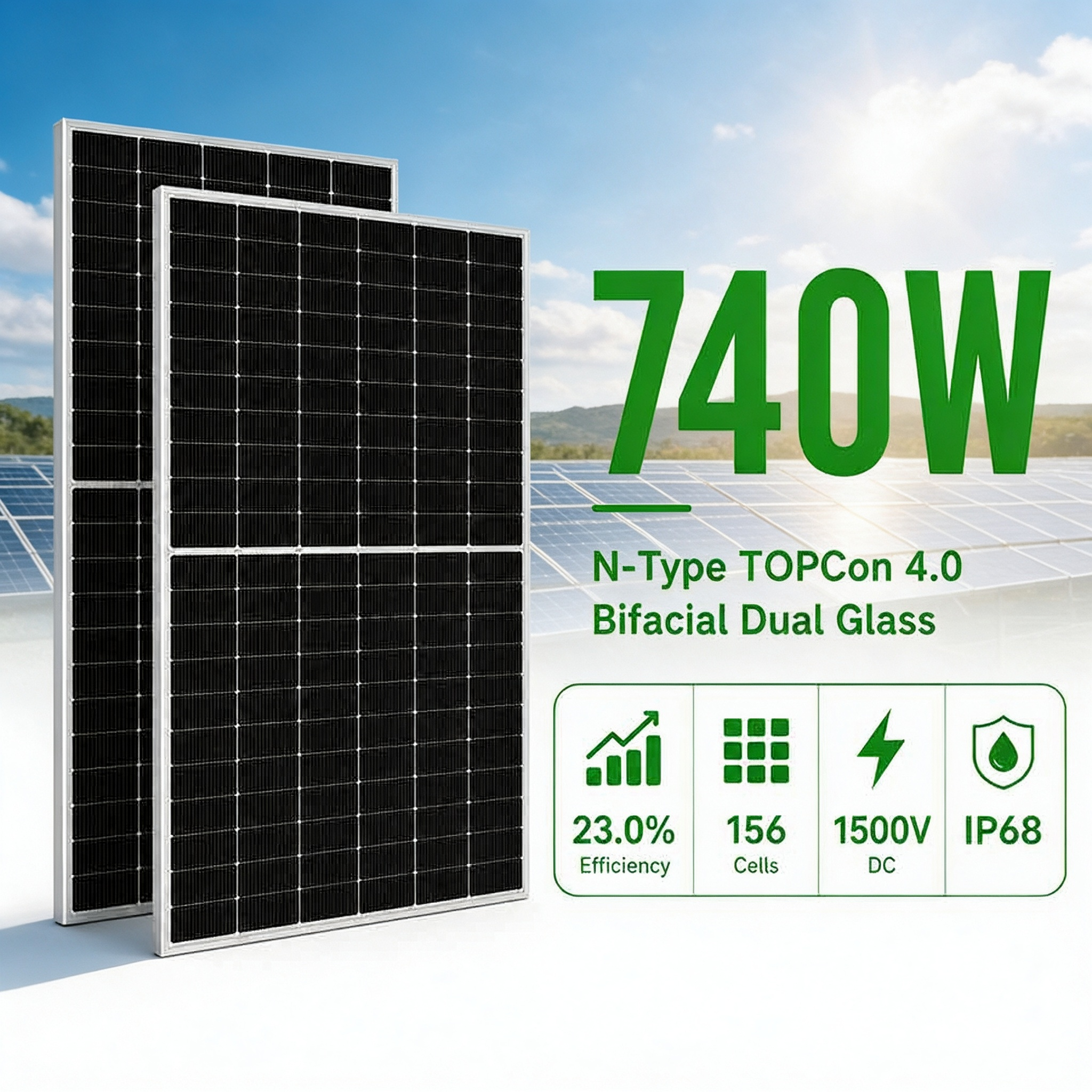 Comprehensive <strong>Guide</strong> to 740W Bifacial <strong>Solar</strong> <strong>Panel</strong> <strong>Dimensions</strong> Showing 33mm Profile and Precise Hole Spacing for Easy Assembly