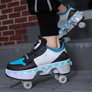 Roller Shoes Pink Mesh Flashing Wheels Double Row For Kids And Adults Size 35 40 - Product Image 2