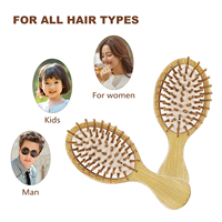 Peigne démêlant antistatique en bois de hêtre à dents larges, brosse à cheveux à coussin d'air, mini peigne de poche ovale étanche avec logo personnalisé, vente en gros