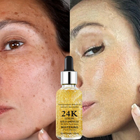 Sérum à la vitamine C anti-âge blanchissant biologique à l'or 24 carats avec niacinamide et acide hyaluronique, formule liquide pour le visage