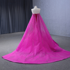 Robes de soirée de luxe sexy à épaules dénudées en perles de couleur violette sirène arabe 2024 pour femmes Rsm241004 - Product Image 3
