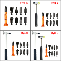 Kit de Herramientas con Martillo de Goma y 9 Cabezas Intercambiables de Nylon, Herramientas Profesionales para Eliminar Abolladuras sin Pintura y Nivelar