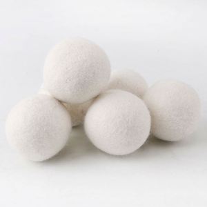 Boules de séchage réutilisables en laine naturelle blanche, adoucissant textile pour sèche-linge - Product Image 1