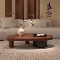 Table basse moderne irrégulière en bois de pin importé, peinture au four, avec rangement pour salon