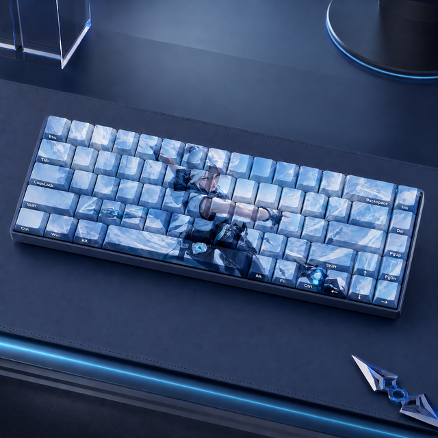 Custom VALORANT Jett 68 Key Side Legend PBT Dye Sublimation Keycaps Cherry Profile for Mechanical Keyboard Set