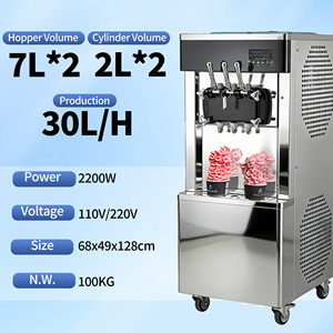 Machine à glace molle commerciale à trois poignées et trois saveurs, en acier inoxydable 304, haute efficacité, grande capacité - Product Image 2