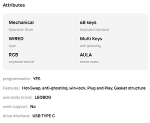 Teclado mecánico con cable Aula HERO68 HE para juegos de PC, retroiluminación RGB, tipo C, para computadora de escritorio y portátil, intercambiable en caliente, anti-ghosting, programable - Product Image 6