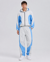 Ensemble de survêtement coupe-vent personnalisé MENGTU avec veste à capuche zippée et pantalon de jogging en nylon