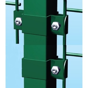 Plaque de collier en acier vert pour poteau tubulaire carré de 50x50 mm, produit de clôture - Product Image 1