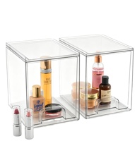Organisateur de rangement pour maquillage, tiroirs empilables, bacs de rangement en plastique transparent pour biberons, rangement de produits de beauté
