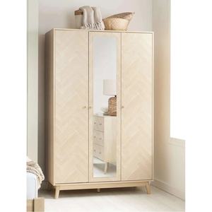 Armoire de style classique sur mesure avec miroir, autoportante, motifs en <span class=keywords><strong>chevron</strong></span>, design plat, contreplaqué, placage de bois mélaminé, rangement - Product Image 1