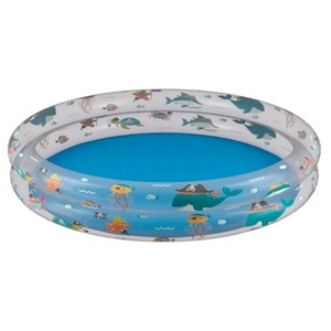 PVC <b>Inflatable</b> Bathtub 180 Liters 120*120*20 CM Aquatic Animals Blue Color <b>for</b> Children Swimming <b>Pool</b> Fun - Product Image 1