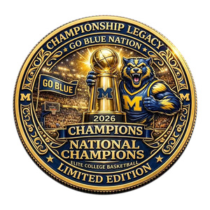 Pièce commémorative de championnat de basketball 2026 des Wolverines de l'Université du Michigan, artisanat métallique, article sportif - Product Image 2