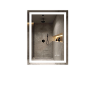 Miroir LED intelligent 24W 36H, cadre en alliage d'aluminium rectangulaire moderne, interrupteur tactile, IP66, écologique, à intensité variable, éclairé, en verre trempé