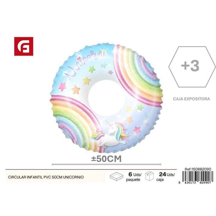 50cm PVC children's circular unicorn mat - Inflatable children's summer mat