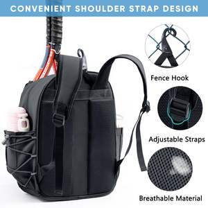 Sac à dos de tennis, porte-<span class=keywords><strong>2</strong></span> raquettes, polyester imperméable, fermeture éclair, bandoulière arquée, sac de sport unisexe, bandoulière, sac de sport - Product Image 6