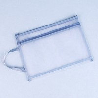 Sac en filet transparent de grande capacité Xinyi Art, portable, double fermeture éclair, format A4, sac de tri de documents avec filet en nylon, logo personnalisé