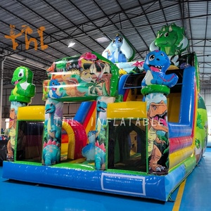 Château gonflable combiné pour enfants, thème <span class=keywords><strong>dinosaure</strong></span>, avec <span class=keywords><strong>toboggan</strong></span> et aire de saut - Product Image 2