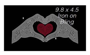 Hand Heart Rhinestone Transfer Template Iron-On Bling Crystal Decals Hotfix Strass for T-Shirts and <strong>Shoes</strong> <strong>Motif</strong> Style - Product Image 4