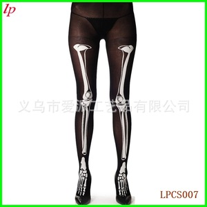Collants transparents noirs à imprimé squelette LPCS008 pour femmes, accessoires de costume d'Halloween - Product Image 2