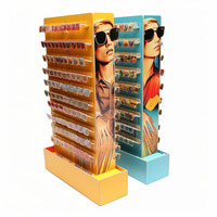 Support d'affichage de lunettes de soleil en carton pour magasin, double face, dernier modèle populaire, sur pied