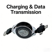 Cable de Carga Retráctil Universal 3 en 1 con Logotipo Personalizado, Multi USBA/Tipo-C/Micro USB para Teléfonos y Tabletas