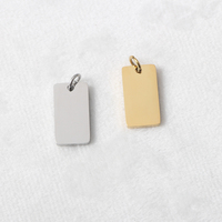 Fourniture d'usine 18K Plaqué Or Miroir Poli En Acier Inoxydable DIY Faire Logo Personnalisé Tag Rectangle Pendentif