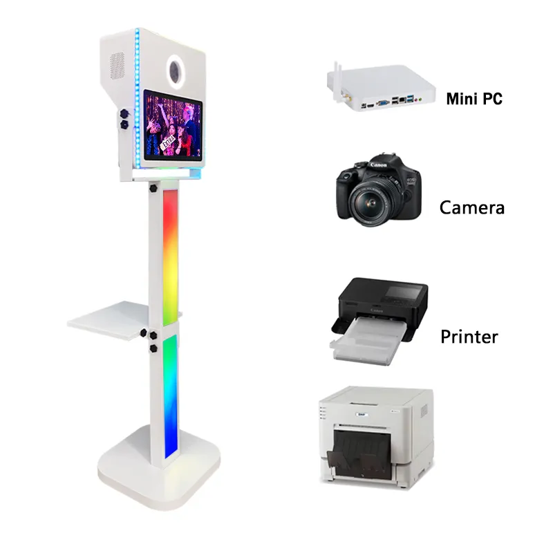 2024 New Design Dslr Photo Booth Selfie Photo Booth Machine Box 15.6 Inch Touch Screen Foto Kiosk And Printer Camera