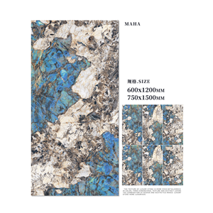 Cilalı Porselen Mavi Duvar ve Zemin Karoları 600 X 1200 mm Avrupa Modern Parlak Seramik Mavi Kahverengi Yüksek Kaliteli Karolar - Product Image 4