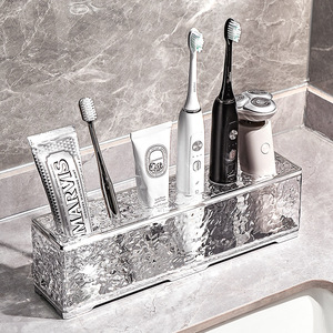 Yimijia Glacier Pattern Toothbrush Holder Rectangular Plastic Freestanding Bathroom Storage Rack - Product Image 3