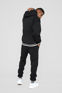 Mens Hoodie Set Loose Long Sleeve <strong>Pullover</strong> Pure Color Casual Pants Set 2-Piece Fashion Hoodie Men New - Product Image 4