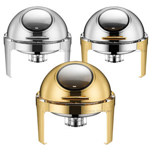 Modern paslanmaz gıda ısıtıcısı büfe servis ekipmanları Catering 6l altın yuvarlak alkol soba reşo çanak isıtıcı satılık - Product Image 1