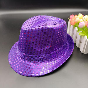 Sombrero de lentejuelas para hombre y mujer, sombrero fedora de Jazz de lentejuelas occidentales, sombreros de fiesta de baile ostentosos - Product Image 2