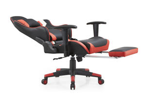 आधुनिक डिजाइन एर्गोनोमिक जाल कार्यकारी लिफ्ट चेयर एडजस्टेबल गेमिंग कार्यालय pu सिंथेटिक चमड़े के फुटरेस्ट काले + लाल स्टेनलेस - Product Image 4