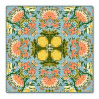 Tapis de Mahjong Xusheng Vintage à Motifs Floraux et Fruités, Fond Bleu, Motif Tuiles Porte-Bonheur, Antidérapant et Réducteur de Bruit