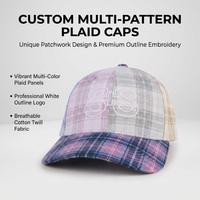 Gorra de Béisbol Deportiva de Moda Urbana Unisex Ajustable con Logotipo Bordado en 3D a Cuadros Estilo Vintage de Alta Calidad