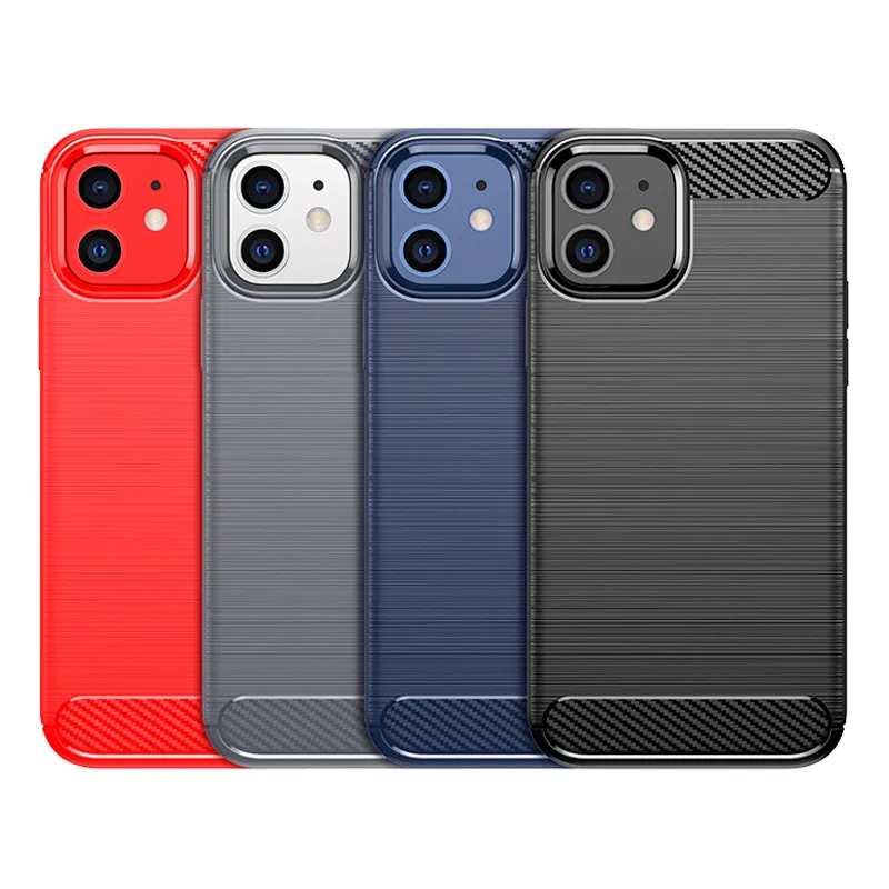 TPUソフトカーボンファイバーCoque for Apple 13 Mini 8 Plus X XR XS Rugged Shield 5S SE 6 6S 7 Back Cover for iPhone 11 12 Pro Max Case