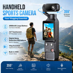กล้องติดตามใบหน้า AI ความละเอียด 4K รุ่น 355 °   กล้องวิดีโอวีล็อกแบบหมุนได้ หน้าจอสัมผัส 2.0 นิ้ว 130 °   กล้องถ่ายทอดสดมุมกว้างแบบพกพา - Product Image 4