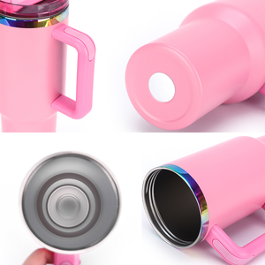 Ingrosso Custom 40oz arcobaleno placcato in acciaio inox doppia parete Tumbler isolato viaggio Laser tazze con manico e coperchio paglia - Product Image 3