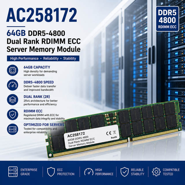Wholesale Ac258172 64gb Ddr5-4800 Dual Rank Rdimm Ecc Server Memory Module