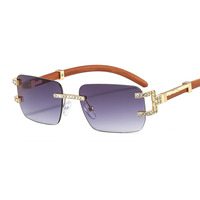 Kkmoon — lunettes de soleil rectangulaires pour hommes, verres solaires de marque sans cadre, de luxe, à la mode, diamant, vente en gros