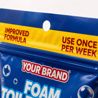 Sachet d'emballage personnalisé imprimé pour nettoyant WC en mousse, résistant à l'humidité, avec fermeture éclair, en Mylar, pour nettoyage domestique, vente en gros