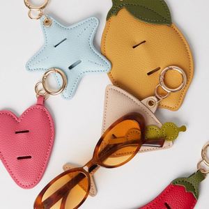 Fashion Lovely PU Leather Fruit Shaped Glasses Clip Holder <b>Cute</b> Bag Charm Keychain Portable <b>Sunglasses</b> Storage Travel Accessory - Product Image 1