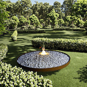 Outdoor Round Plate Verwitterung wasser brunnen Wasserfälle Corten Steel Wasserspiele Brunnen mit Licht für die Garten dekoration - Product Image 5