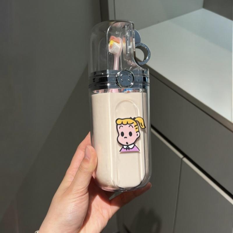 ถ้วยล้างหน้าลายหน้ายิ้ม [สีครีม, มาพร้อมสติกเกอร์ลายผู้หญิง]