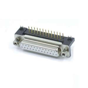 Connecteur femelle D-SUB 25 broches de haute qualité, angle droit, type DB 25P DIP R/A, contact en cuivre pour PCB - Product Image 1