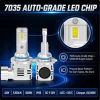 Phare LED blanc haute luminosité 40W Z18 6000K 5300LM avec puce 7035, DC9-30V, étanche IP68, remplacement d'ampoule automobile