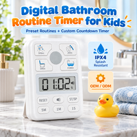 Minuteur numérique de routine pour enfants pour la salle de bain, avec affichage LCD, compte à rebours pour le brossage des dents, le lavage des mains, la douche, IPX4, personnalisable OEM